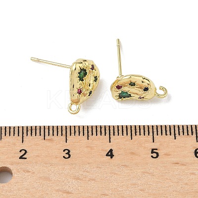 Brass Micro Pave Cubic Zirconia Stud Earring Findings KK-U075-01B-04G-1