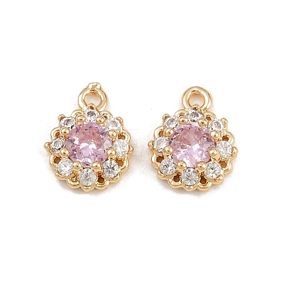 Brass Micro Pave Cubic Zirconia Pendants KK-K407-32G-05-1