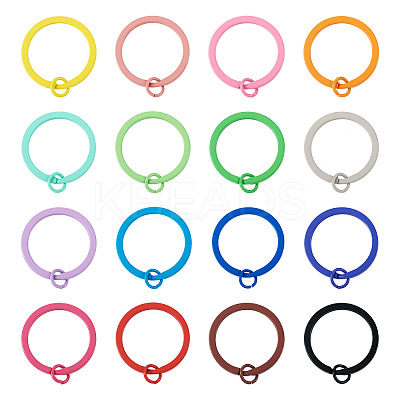 32Pcs 16 Colors Spray Painted Iron Split Key Rings IFIN-TA0001-56-1