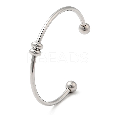 Non-Tarnish Screw End Ball 304 Stainless Steel Open Cuff Bangles BJEW-G677-01P-1