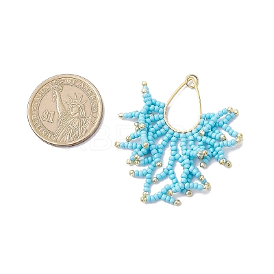 Glass Seed Beaded Imitation Coral Pendants PALLOY-MZ00938-02-1