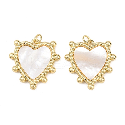 Natural Shell Heart Pendants KK-L251-42G-01-1