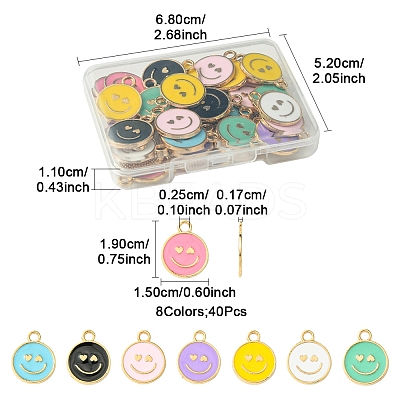 40Pcs 8 Colors Alloy Enamel Pendants ENAM-FS0002-06-1