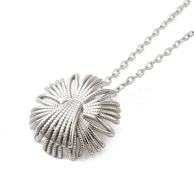 304 Stainless Steel Cable Chain Flower Pendant Necklaces for Women NJEW-Z049-03P-1