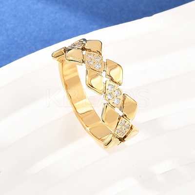 304 Stainless Steel Micro Pave Cubic Zirconia Finger Rings for Women RJEW-K315-03G-1