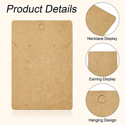 50Pcs Rectangle Kraft Paper One Pair Earring Display Cards with Hanging Hole CDIS-YW0001-16A-1