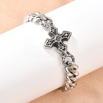 Stainless Steel Cuban Link Chian Bracelets BJEW-D379-04ASP-1