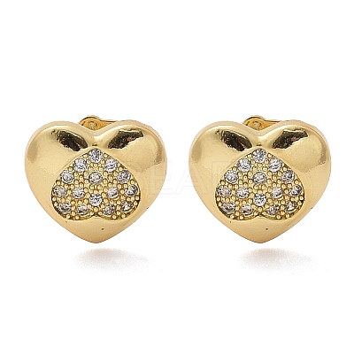 Brass Micro Pave Clear Cubic Zirconia Stud Earrings EJEW-D305-13G-1