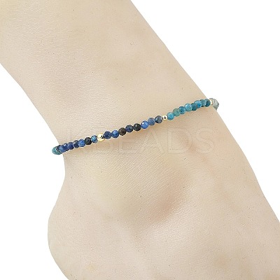 Natural Pearl Rice & Faceted Round Natural Kyanite & Apatite Beaded Anklets AJEW-AN00836-1