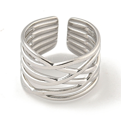 Non-Tarnish 304 Stainless Steel Open Cuff Ring RJEW-A043-27P-1