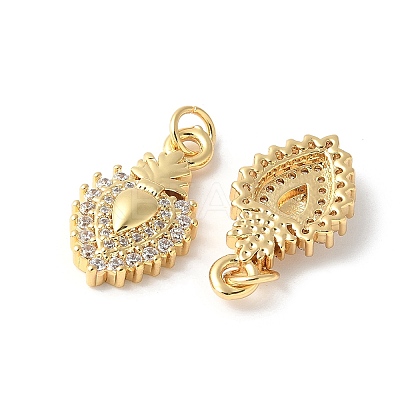 Brass Micro Pave Clear Cubic Zirconia Pendants ZIRC-I071-06G-1