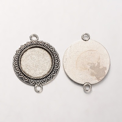 Tibetan Style Alloy Flat Round Cabochon Connector Bezel Settings LS-X-PALLOY-J494-07AS-1