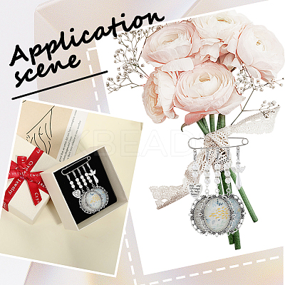 DIY Blank Charms Brooch Pendant Decoration with Imitation Pearl Beaded Making Kit DIY-SC0025-59-1