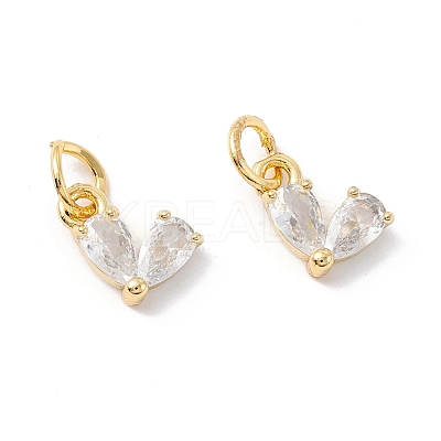 Rack Plating Brass Cubic Zirconia Charms KK-I684-04G-04-RS-1