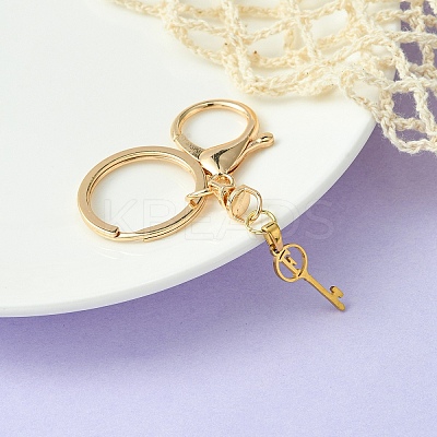 304 Stainless Steel Initial Letter Key Charm Keychains KEYC-YW00004-06-1
