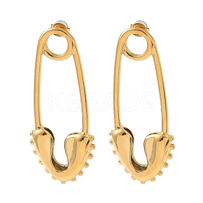 Paper Clip with Heart 304 Stainless Steel Stud Earrings for Women EJEW-G444-02G-1