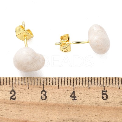 Brass Stud Earrings EJEW-F359-06G-01-1
