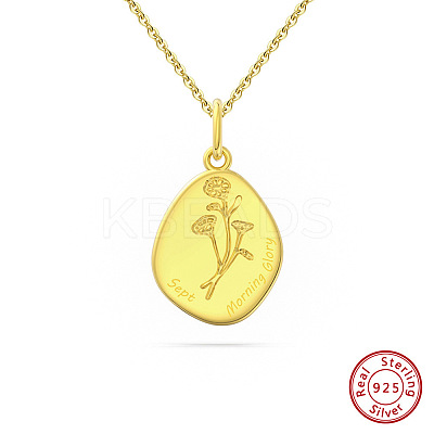 Birth Flower Style 925 Sterling Silver Pendant Necklaces STER-M116-05L-G-1