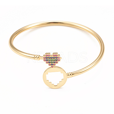 Rack Plating Brass Micro Pave Cubic Zirconia Bangles BJEW-E071-22G-01-1