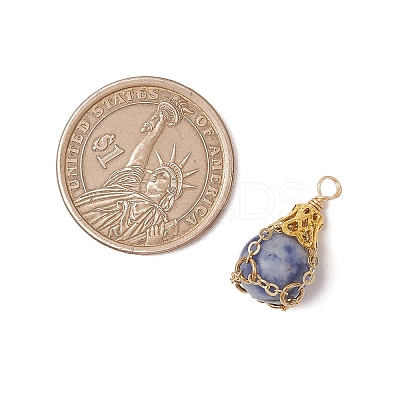 Natural Blue Spot Jasper Pendants PALLOY-JF03396-04-1