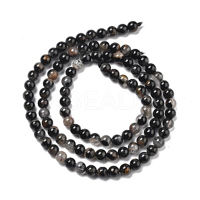 Natural Black Tourmaline Beads Strands G-Q031-A01-4mm-1