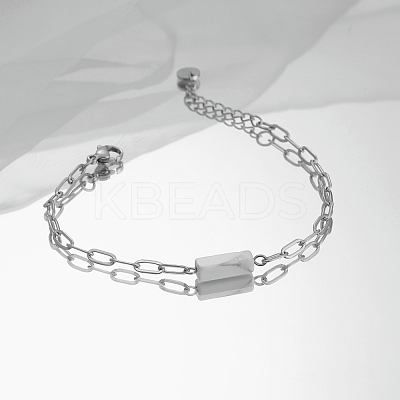 Natural Howlite Cube Link Bracelets EY9385-2-1