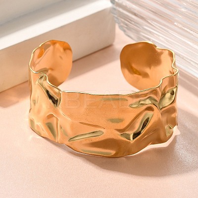 Textured 304 Stainless Steel Cuff Bangles for Women STAS-Z108-09G-01-1