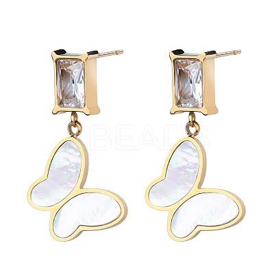 304 Stainless Steel Pave Clear Cubic Zirconia Stud Earrings NH7651-2-1