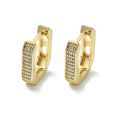 Oval Brass Micro Pave Clear Cubic Zirconia Hoop Earrings LS-EJEW-D311-047G-1