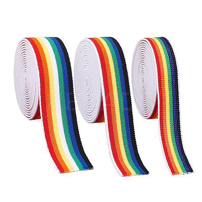 6 Yards 3 Style Flat Rainbow Color Polyester Elastic Cord/Band EC-FG0001-01-1