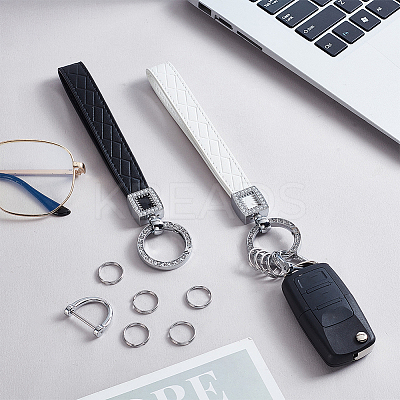 2 Sets 2 Colors Alloy with PU Leather Keychains KEYC-PH0002-14A-1