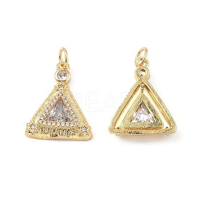 Brass Micro Pave Clear Cubic Zirconia Pendants KK-E068-VF328-1