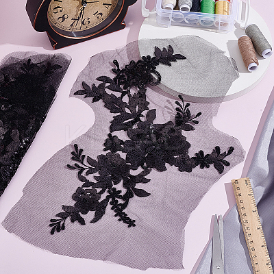 Flower Polyester Embroidery Sew on Appliques PATC-WH0020-33C-1