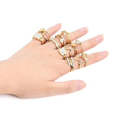Crystal Rhinestone Finger Ring RJEW-MSMC002-17G-1