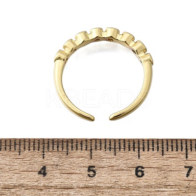 Brass Micro Pave Clear Cubic Zirconia Open Cuff Rings for Women RJEW-F179-05G-1