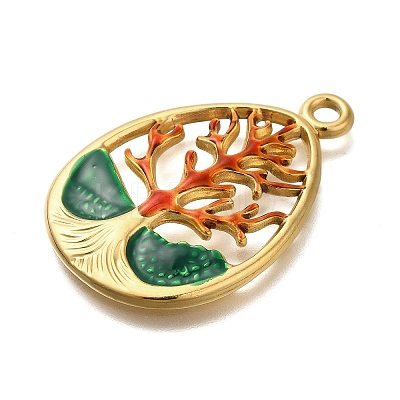Ion Plating(IP) 304 Stainless Steel Enamel Pendants STAS-I313-03D-1