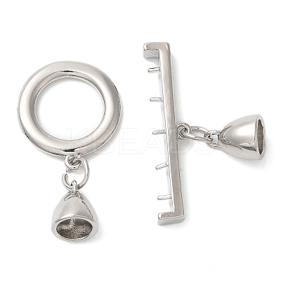 Brass Micro Pave Clear Cubic Zirconia Toggle Clasps KK-N254-77P-1