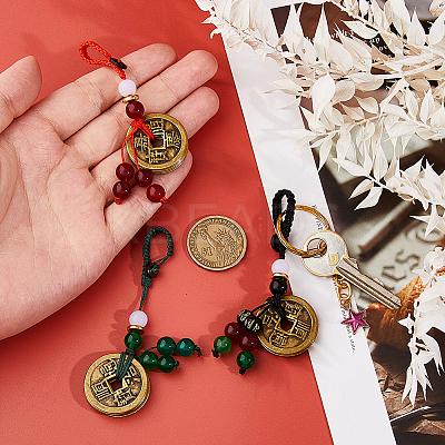 3Pcs 3 Styles Brass with Polyester and ABS Plastic Imitation Pearl Pendant Decorations HJEW-FH0001-81-1