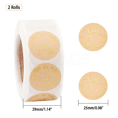 1 Inch Thank You Sticker Self-Adhesive Kraft Paper Gift Tag Stickers DIY-GL0001-05-11-1