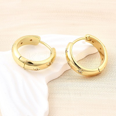 Brass Micro Pave Clear Cubic Zirconia Hoop Earrings EJEW-Z121-01G-1