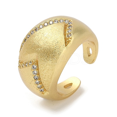 Rack Plating Brass Micro Pave Cubic Zirconia Cuff Finger Rings for Women RJEW-C114-19B-G-1