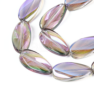 Electroplate Transparent Glass Beads Strands EGLA-N055-02F-1