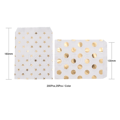 100Pcs 4 Patterns Eco-Friendly Kraft Paper Bags CARB-LS0001-02C-1