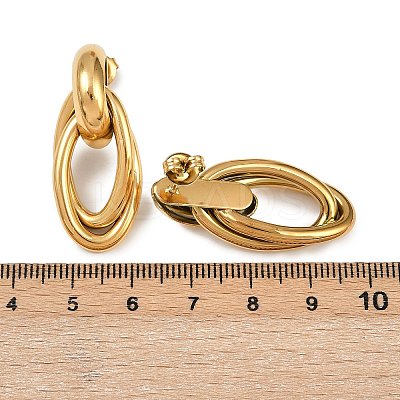 304 Stainless Steel Oval Dangle Stud Earrings EJEW-I319-01G-1