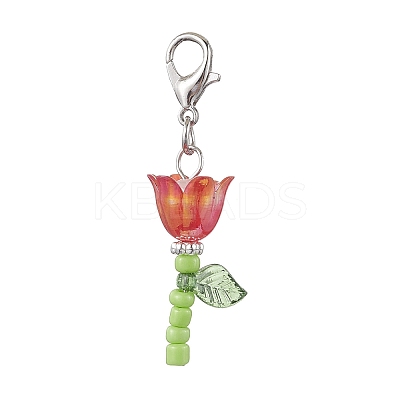 Lily Glass & Acrylic Pendant Decorations HJEW-JM01988-1