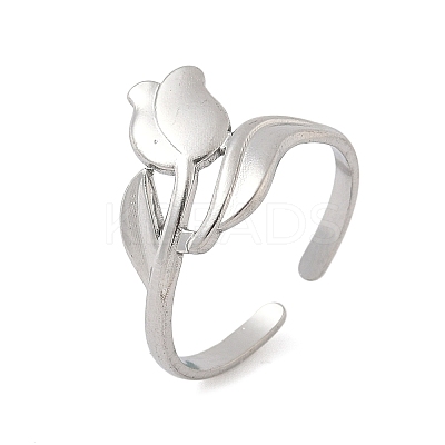 304 Stainless Steel Open Cuff Rings for Women RJEW-A079-12C-P-1