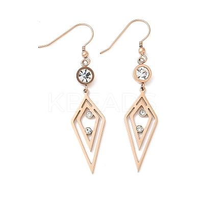 304 Stainless Steel Rhombus Dangle Earrings EJEW-Z129-10RG-1