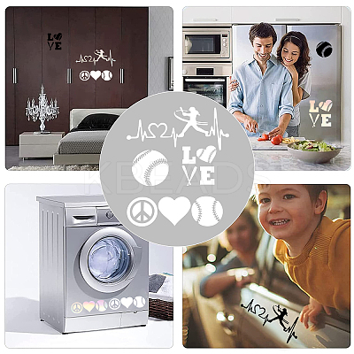 8 Sheets 4 Style Heart & Tennis Pattern Laser Style PET Waterproof Self-Adhesive Stickers STIC-GF0001-02B-1