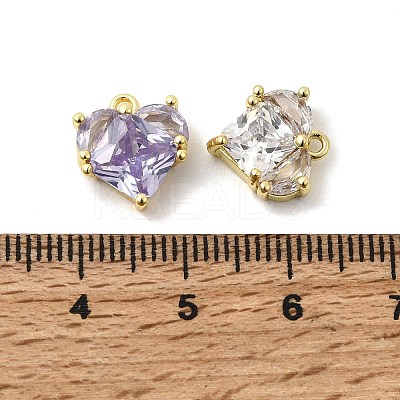 Brass Pave Cubic Zirconia Heart Charms KK-F929-04G-1