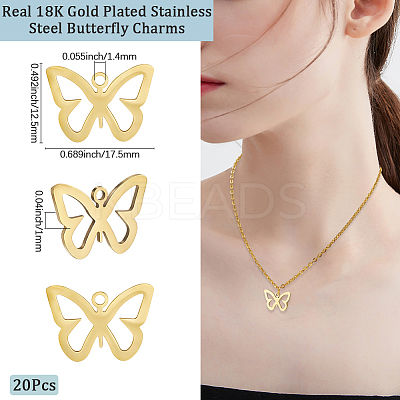 20Pcs 201 Stainless Steel Pendants STAS-BBC0007-79G-1